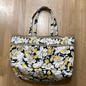 Vera Bradley Women’s Yellow Dogwood Retired Print Cotton Large Tote Bag Purse